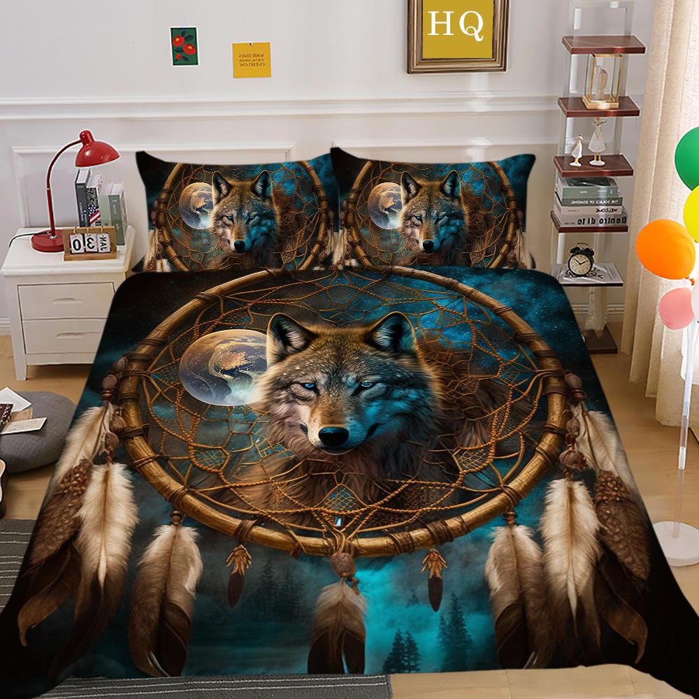 Пододеяльники с принтом волка King Size, комплект постельного белья из микрофибры, мужской мягкий высококачественный домашний текстиль