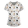 Women's Short Sleeve V-Neck Cute Animals Printed Pocket Carer Top