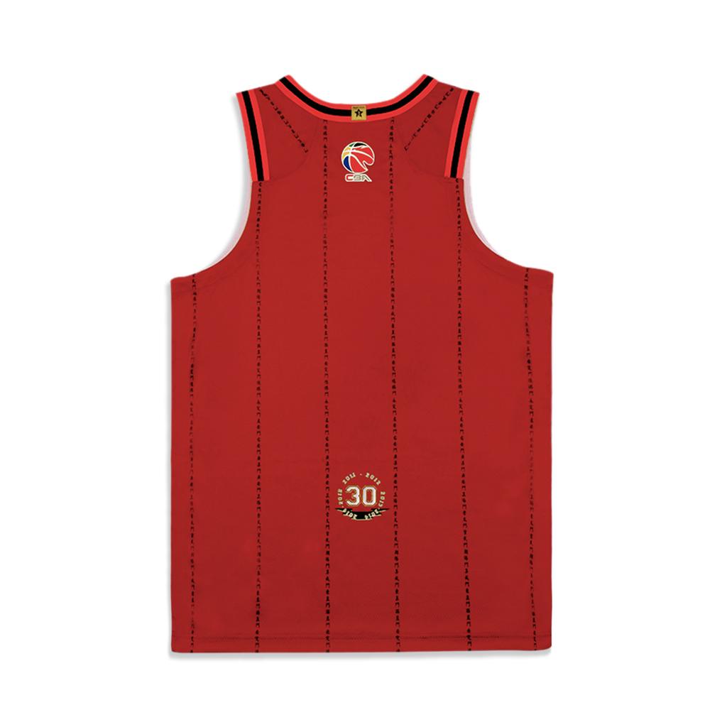 Баскетбольная майка Li Ning CBA Series 24-25 Season Beijing Shougang Fan Edition с принтом логотипа, мужская майка с V-образным вырезом, темно-бордового цвета AAYU533-1