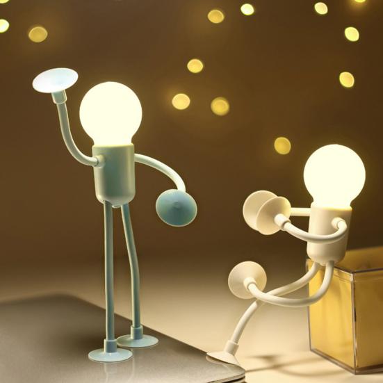 LED Bedside Lamp Changeable Shape Funny Night Light with Suction Cup Soft Glow DIY Shape Cute Light Bulb Man Mini Night