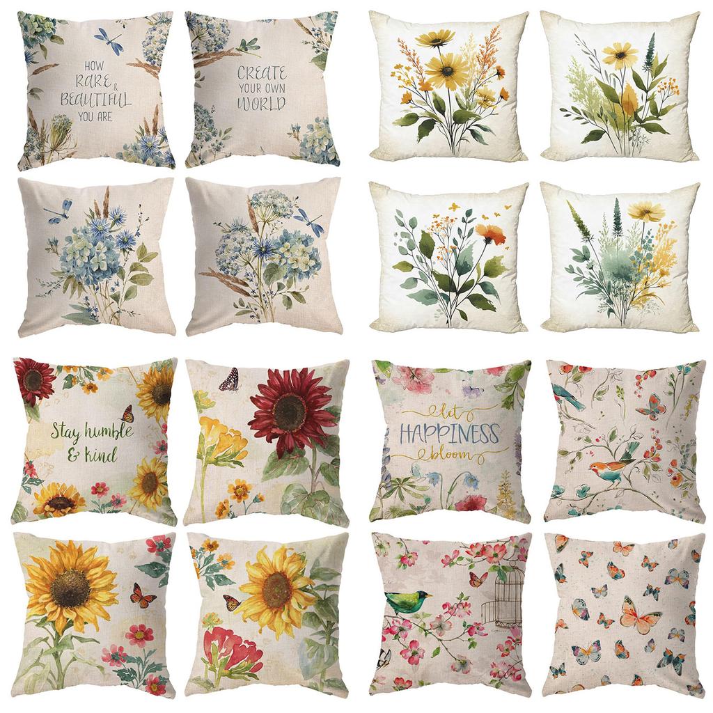Flowers and butterflies throw pillow covers with digital printing of short plush fabric Carshaped sofa cushion Home decor