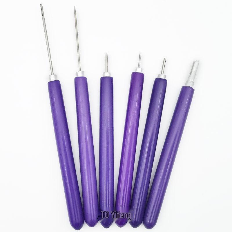 Purple 6-Piece Soft Shaft Quilling Pen Set for DIY Crafting
