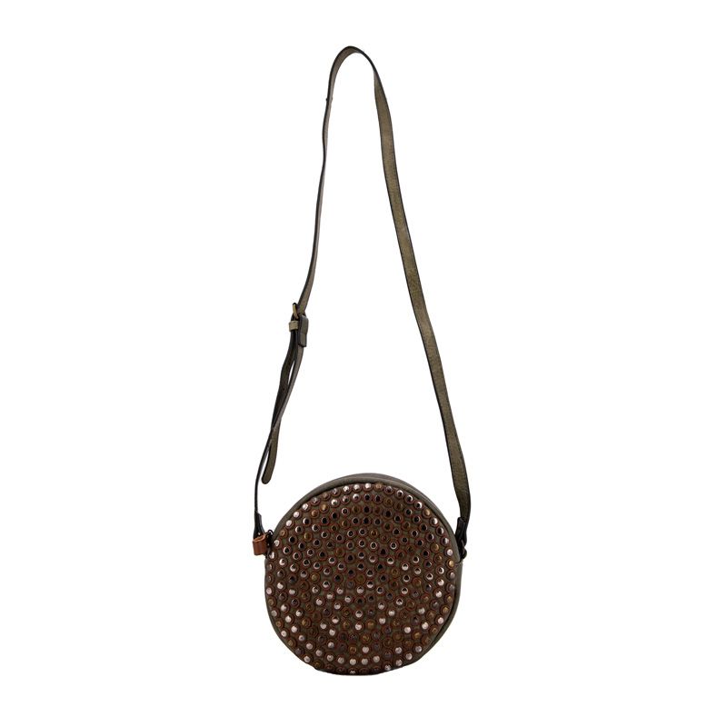 Sac à Bandoulière Clouté Rond Kaki Femme AUREN