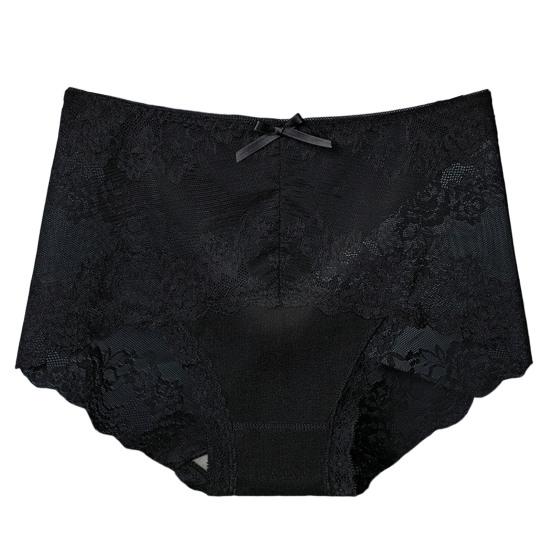 Women Underpants Hollow Out Super Breathable Soft Solid Color Mid Waist Anti-septic Elastic Flower Embroidery Lace