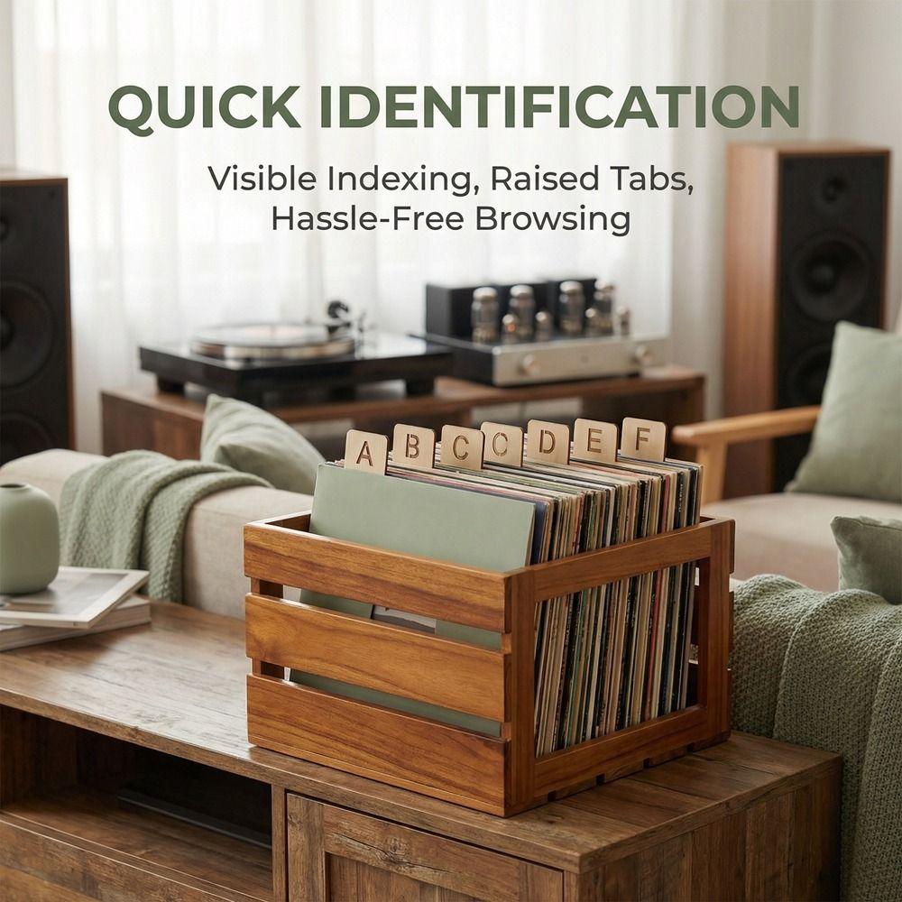Wooden Vinyl Record Dividers Alphabetical a-Z Record Index Card Music Collection