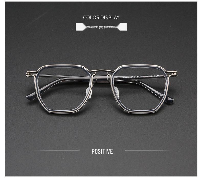 Мужская ретро оправа для очков из чистого титана 160 мм для широких лиц - Совместима с рецептурными линзами