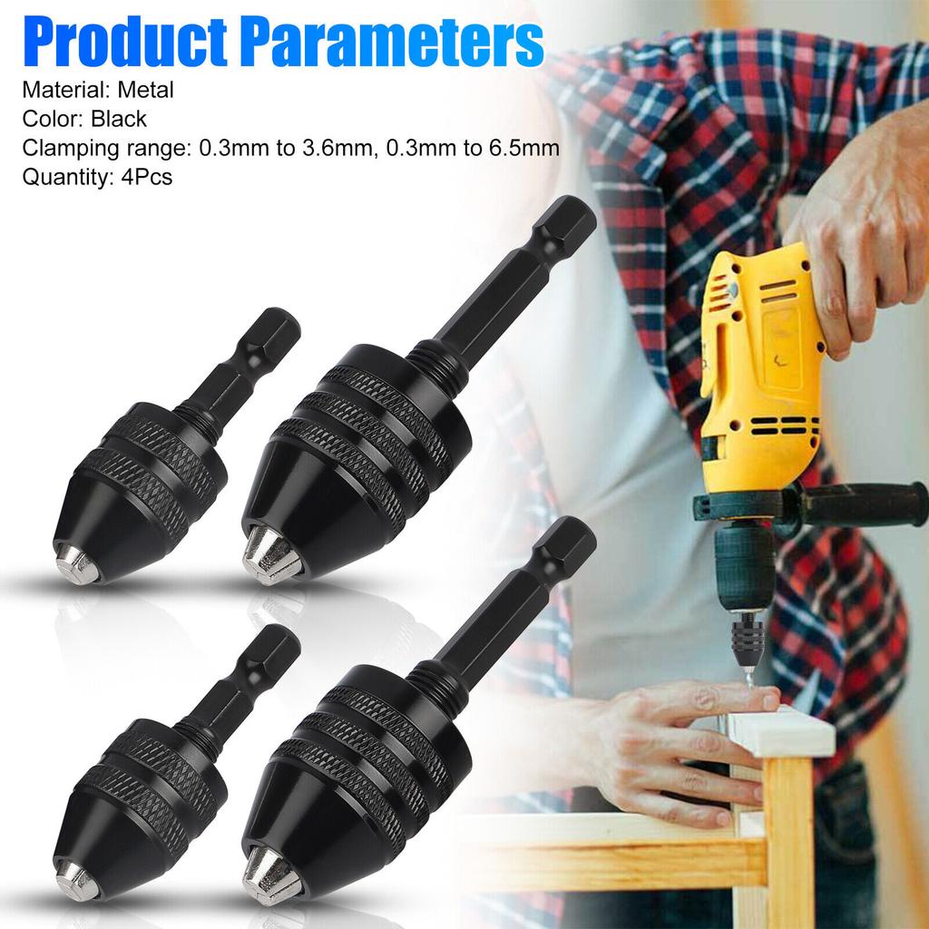 Electric Screwdriver 0.3 3.6/6.5mm Keyless Drill Chuck 1/4 Inch Hex Shank Keyless Drill Chuck Chuck Tool