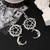 New Antique Silver Color Mystical Witchcraft Crescent Pentagram Moon Drop Earrings Gothic Jewelry Gifts
