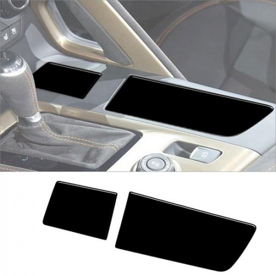 2Pcs Glossy Piano Black Center Cupholder Cover Trim For Chevrolet Corvette C7