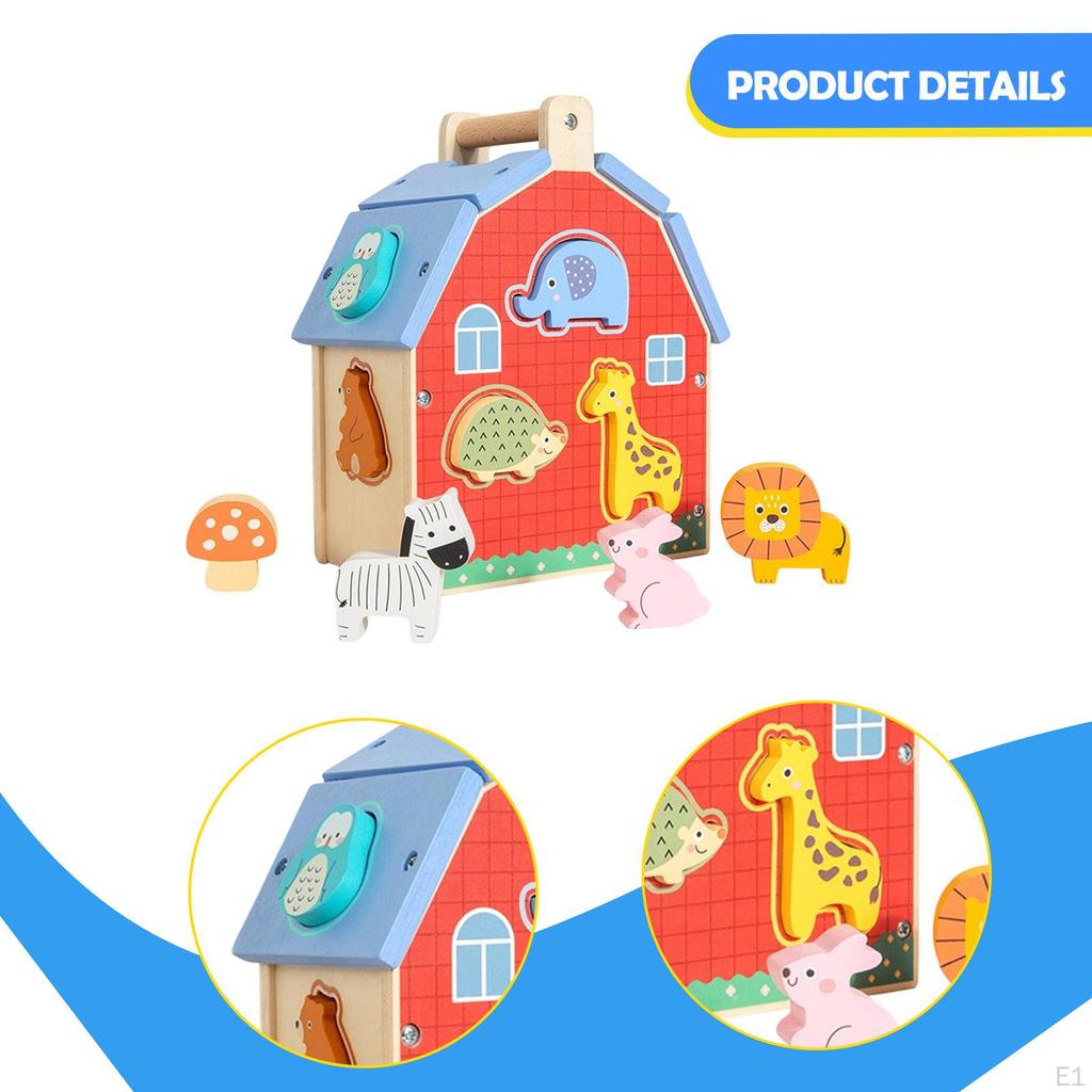 Animal Shape Matching House Wooden Recognition Blocks Children Interactive Sorter for