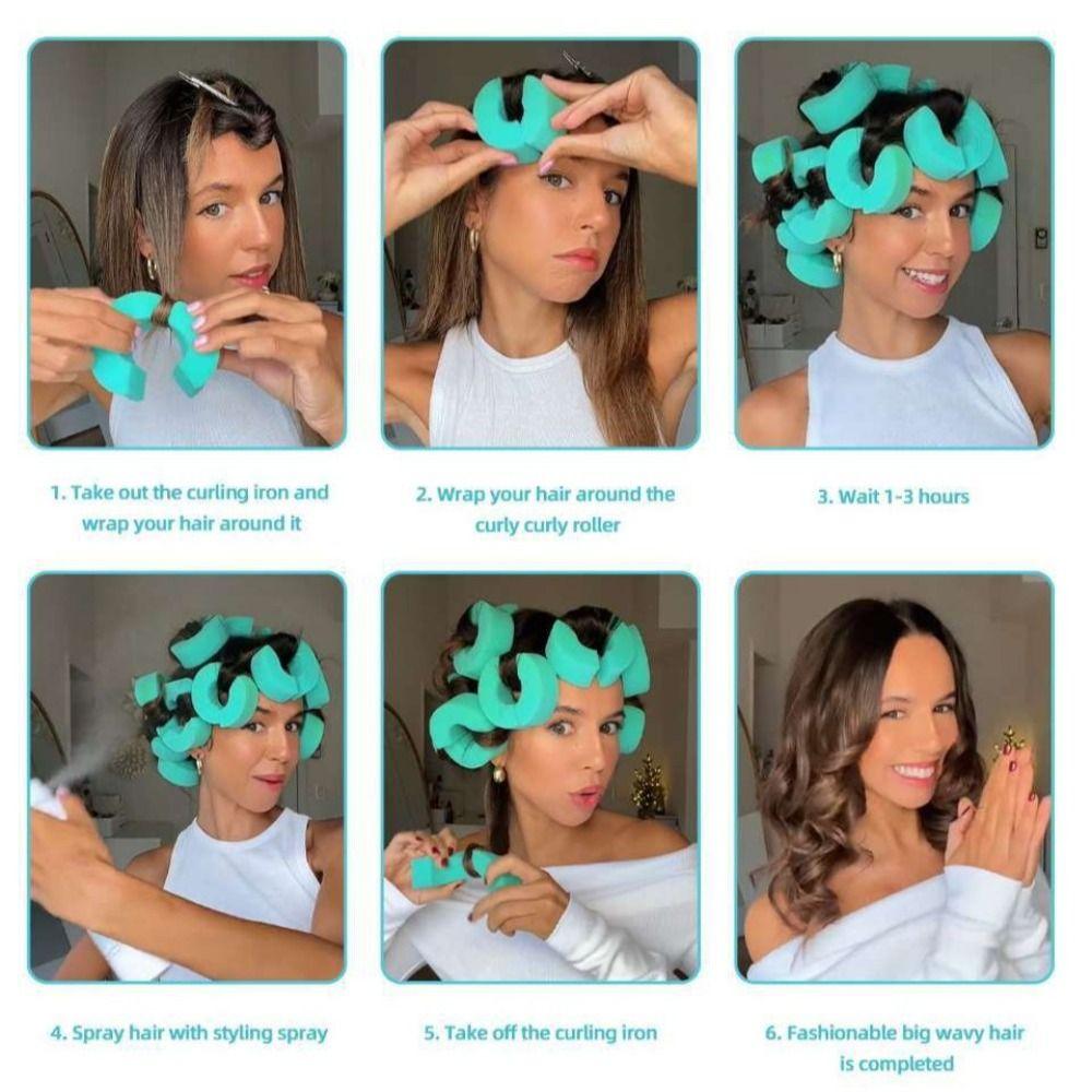 12Pcs Soft Sponge Curler C Shape Hair Tools DIY Curls Hair Roller  Women