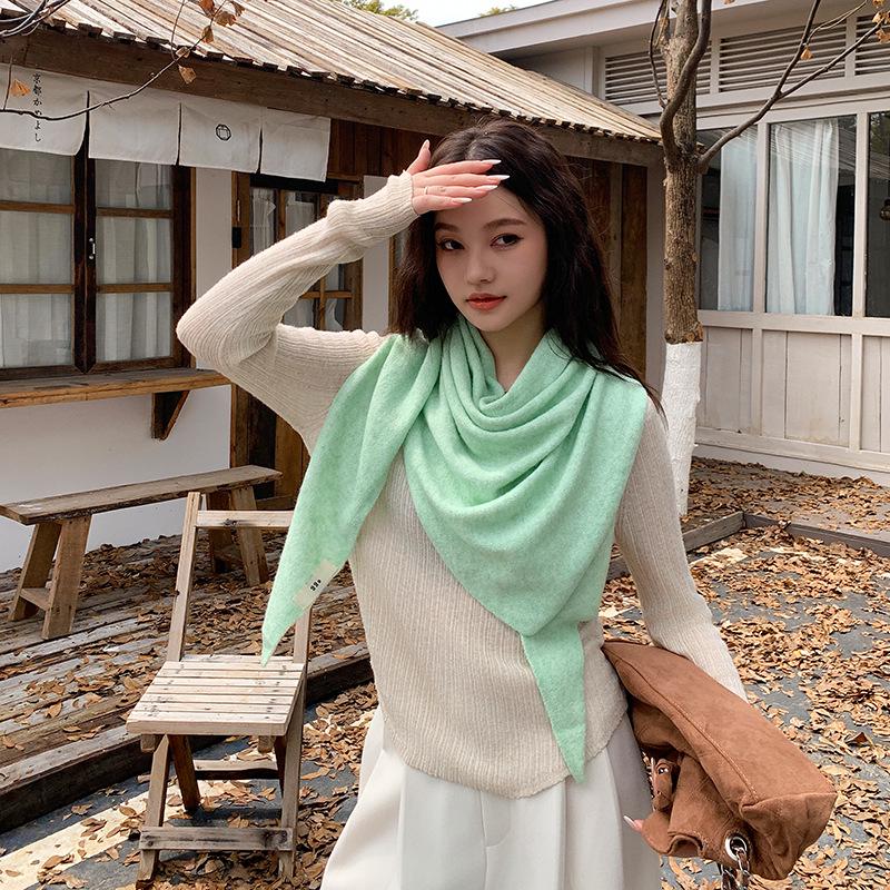 Женская роскошная вязаная шаль: Легкий, универсальный однотонный треугольный шарф и кардиган для весны/осени