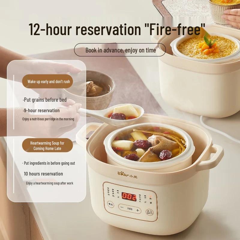 Little Bear 1.6L Programmable Electric Stew Pot with Steamer