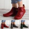 Women's Vintage Leather Boots Flat Waterproof Shoes Winter Round Toe  Boots
