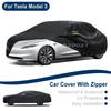 For Tesla Model 3 Full Car Cover - Outdoor Universal Full Body Cover With Side Zipper, Waterproof Dustproof Sunshield