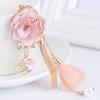 Gifts Clef Gold Color Pendant Rose Flowers Crystal Key Chain Tassel Keychain Key Ring