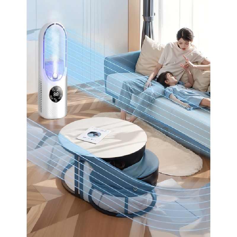 Rechargeable Usb Desktop Fan With Spray Humidifier And Touch Operation For Home And Gift