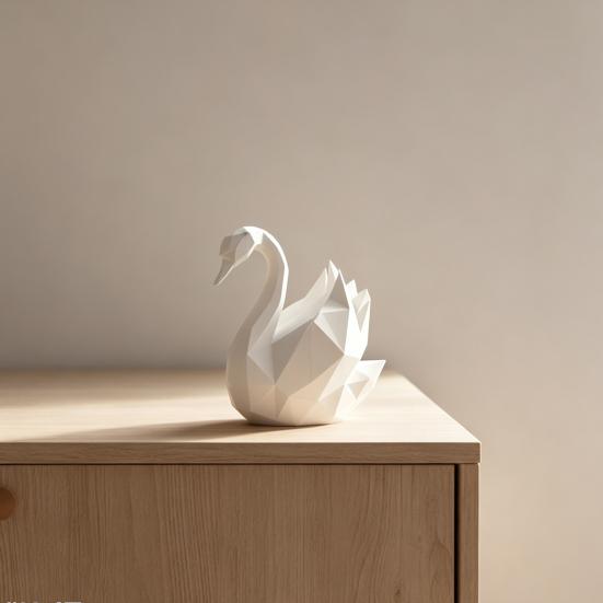 Desktop Ornament Minimalist Geometric Design 3D Printed Swan Sculpture Versatile Decorative Figurine Room Decor