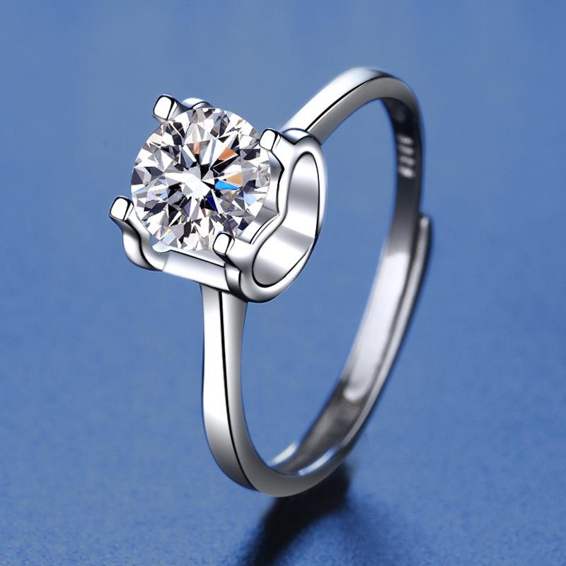 Bague Ringen S925 Серебро Набор 1 карат Муассанит Любовь Кольцо с головой быка для женщин, живущих простое кольцо