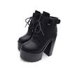 Fashion Black Platform Boots Women Zipper Autumn High Heels Shoes Lace Up Ankle Boots Russian Shoes