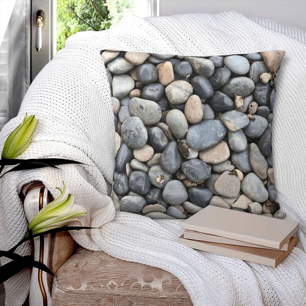 Colorful Pebbles By The Pool Pebble Pattern Square Pillowcase Pillow Cover Cushion Zip Decorative Throw Pillow for Home Sofa