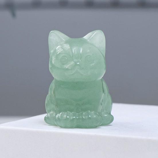 Статуя кота из искусственного кристалла, очаровательный внешний вид, насыщенный цвет, мини-размер, фигурка счастливого кота, украшение для рабочего стола