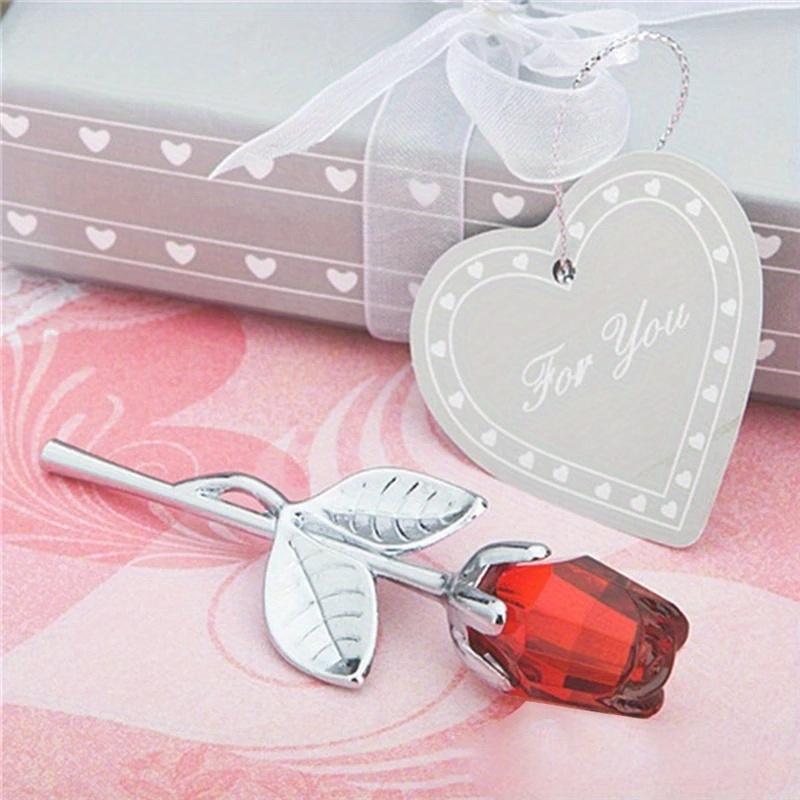 Crystal Glass Rose Flower Figurines Craft Valentine's Day Favors X'mas Lovers' Gift Souvenir Home Wedding Decoration Orn