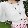 Women's Fashion Korean Style Faux Pearl Flowers Long Necklace Sweater Chain AVE