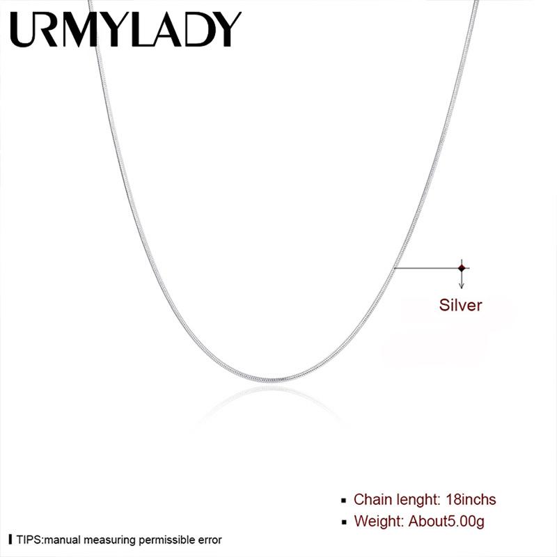 URMYLADY Серебро 925 пробы, 5 шт./лот, 16/18/20/22/24/26/28/30 дюймов, 1 мм, цепочка в виде змеи для женщин и мужчин, модные ювелирные изделия, подарок
