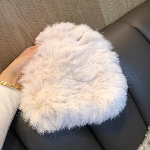 Женская меховая шапка из кроличьего меха Chuanxi Белая меховая шапка Меховая шапка для холодной погоды Теплая Плюшевая вязаная шапка Милый головной убор Осень и зима