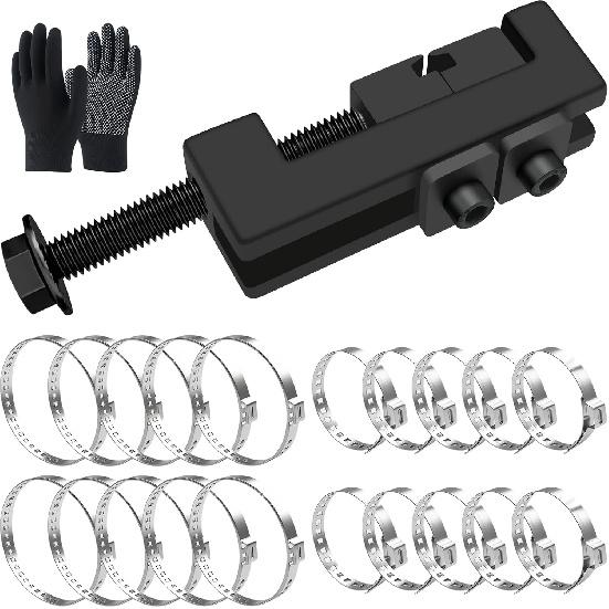 CV Boot Clamp Plier with 20PCS 304 Stainless CV Boot Clamps, 10PCS Small and 10PCS Large Single Ear Hose Clamp, Drive Shaft CV Axle Boot Clamp
