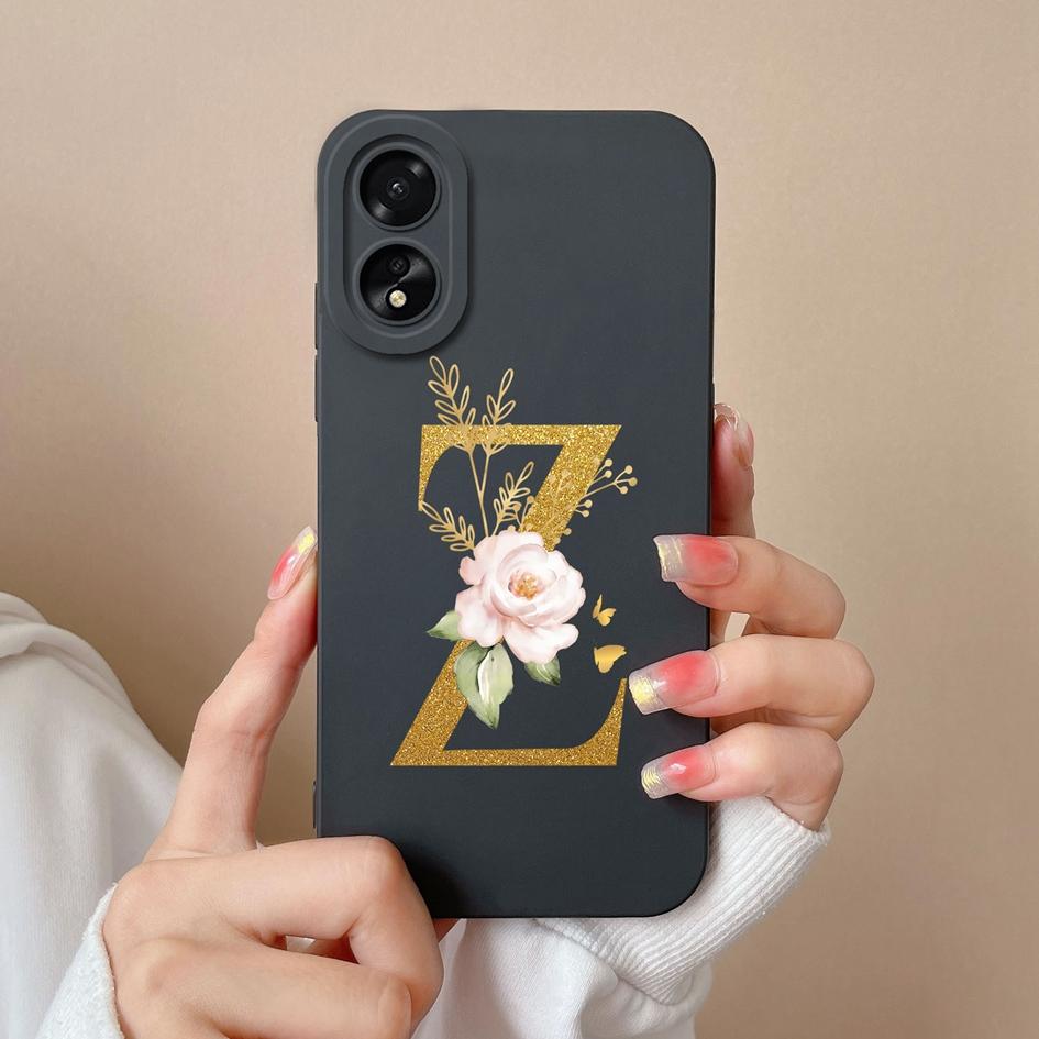 For OPPO Realme Narzo 60 Pro C51 11 Pro Plus A2 A58 A98 Phone Case Fashion Protective A-Z Flower Matte Liquid Silicone Soft Back Cover For OPPO Bumper