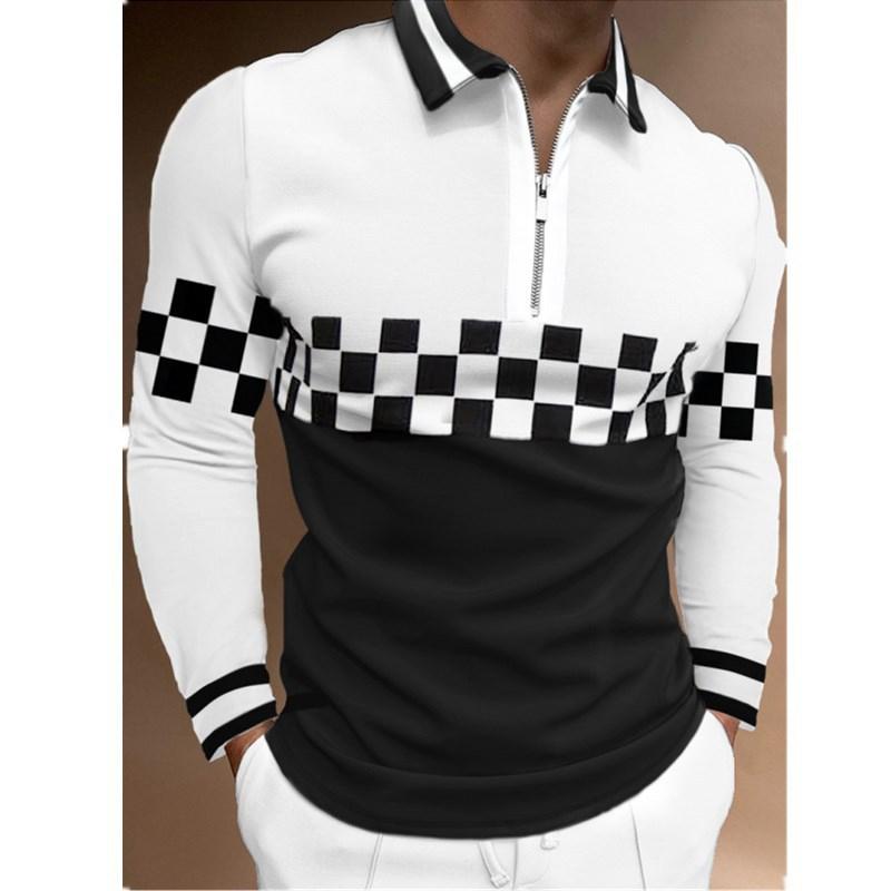 Spring Autumn Men Clothes Long Sleeve 3D Digital Print Sport Polo Shirt Men Lapel Golf Polo Shirt Tops