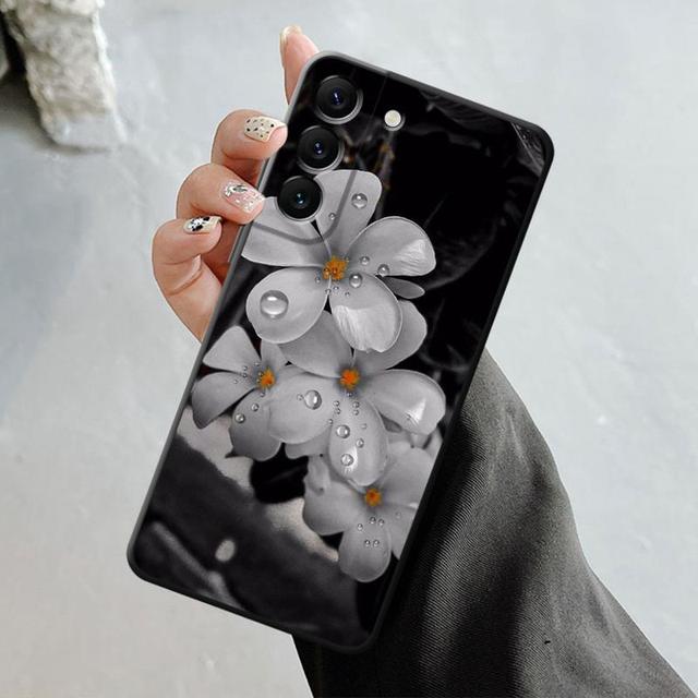 Чехол для телефона Samsung Galaxy S23 S22 S21 S20 Fe Ultra S10 S9 S8 Plus Note 20ultra 10plus, чехол с розой, тюльпаном, зелеными побегами цветов