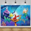 The Little Mermaid Ocean Backdrop Lovely Girl Birthday Party Decor Baby Shower Supplies Photo Backdrop Party Wall Banner