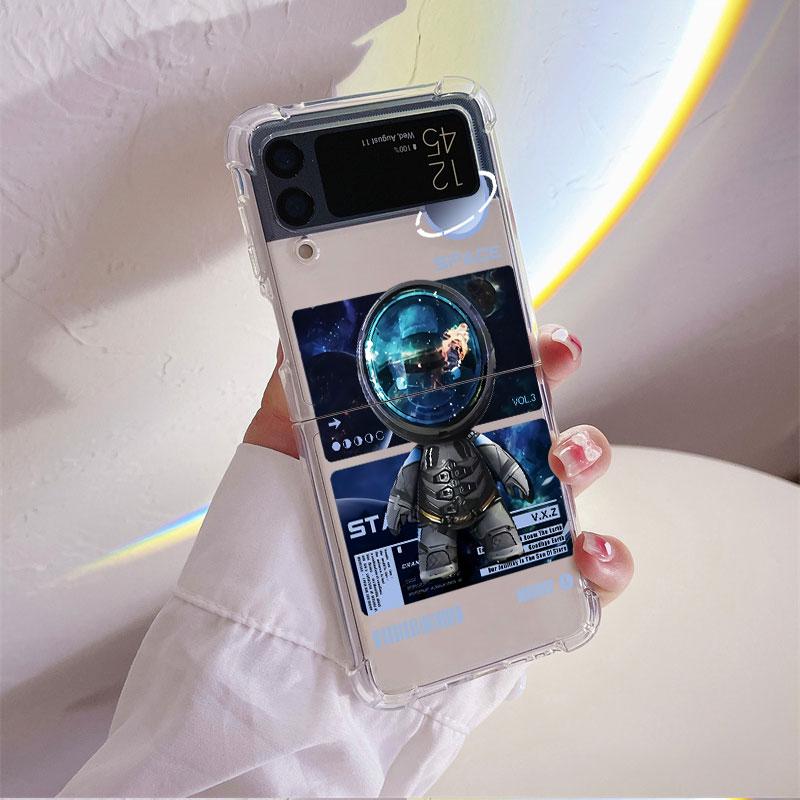 Механический астронавт космический чехол для Samsung Galaxy Z Flip 4 Z Flip 3 5G ZFlip4 ZFlip3 Flip4 Flip3 прозрачный силиконовый чехол TPU
