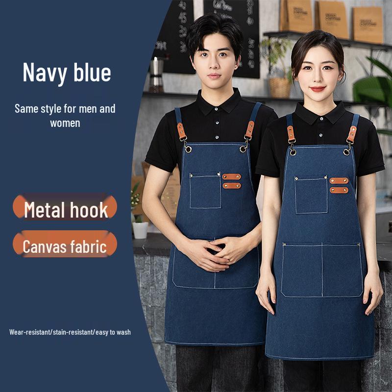 Canvas Kitchen Apron - Thick, Printed Waist Apron for Cafe, Waiter, and Milk Tea Shop