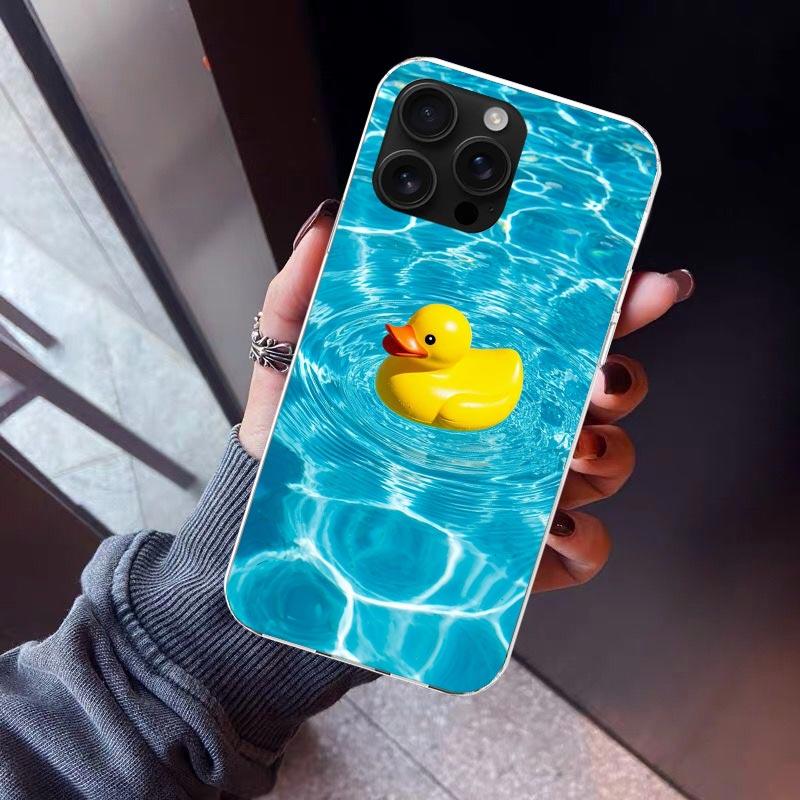 Чехол для телефона с резиновыми уточками в бассейне для iPhone 17 Air 16 15 Pro Max 14 Plus 13 Mini 12 11 Чехол 7 8 SE Силиконовый корпус Печать Fu