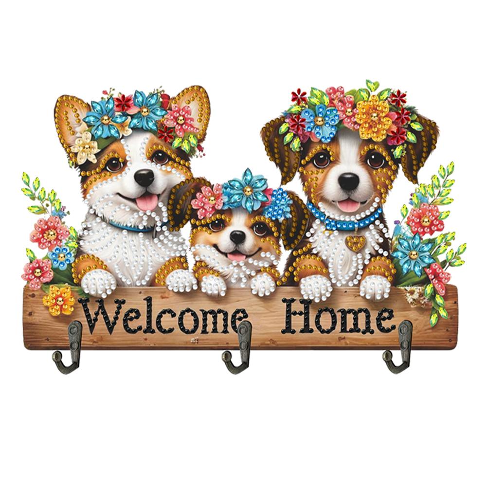 5D DIY Алмазная живопись Художественные крючки Собака Цветок Кошка Цветок Собаки Деревянные крючки Алмазная живопись Крючок Рельс для домашнего офиса Декор