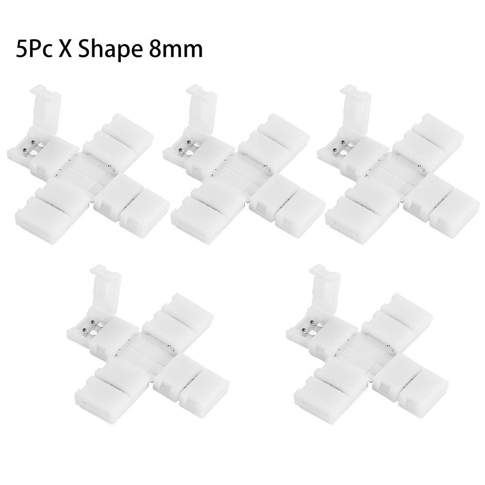 1/5/10Pcs New Clip-on Coupler Solderless 2Pin PCB LED Strip Connector 8mm 10mm