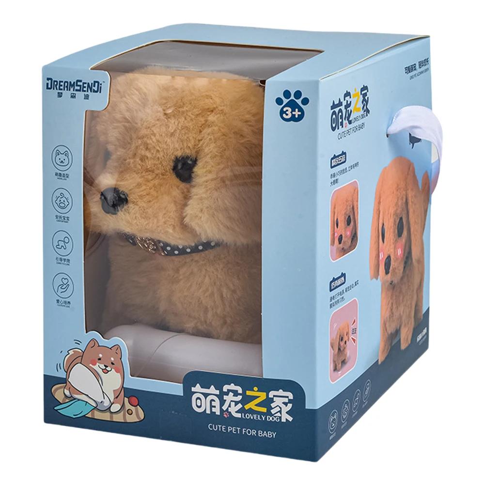 Электронный робот собака реалистичная игрушка собака ведет себя как настоящий щенок плюшевый щенок игрушка на батарейках мягкая игрушка собака для девочек мальчиков