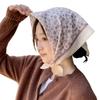 Japanese idyllic small square scarf floral cotton and linen silk scarf women's fashion new versatile headscarf beach sunscreen small scarf