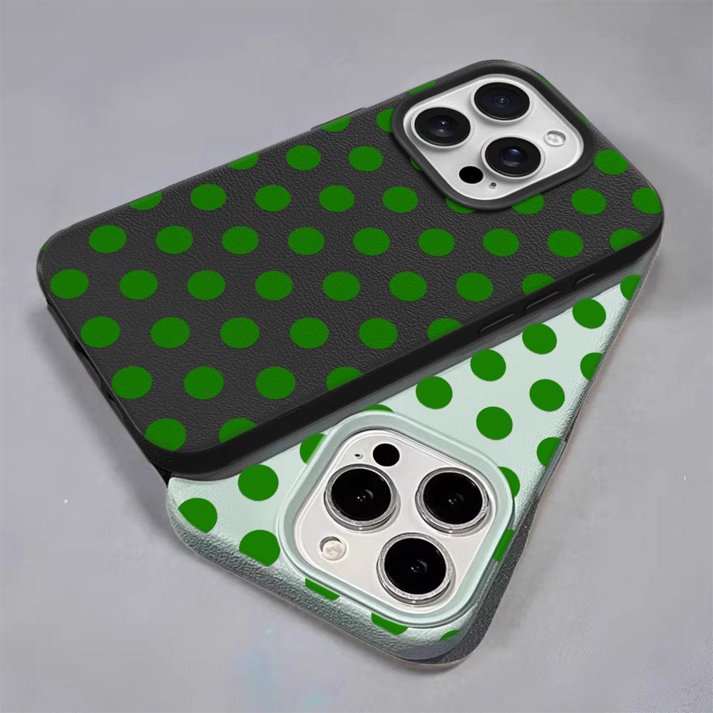 Мятно-зеленый чехол с горошком и текстурой кожи, мягкий чехол для iPhone 17 17E 16 15 14 13 12 11 Pro Max, минималистичный ударопрочный чехол