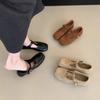 Soft-soled Version~ Retro Brown Flat-bottomed Square-headed Mary Jane Shoes, Autumn New Shallow-mouth Soft-soled Single Shoes, One-pedal Women