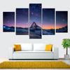 Wall Art Canvas 5 Panels Snow Mountain Starry Sky Landscape Poster Modular Pictures Modern Home Living Room Decoration Paintings