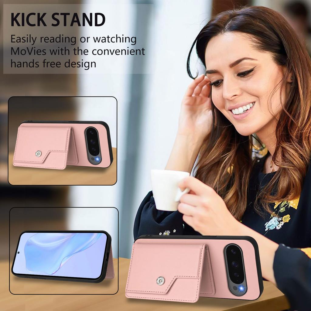 For Google Pixel 10 Pro/Google Pixel 10 Case RFID Blocking Card Holder Kickstand TPU + PU Leather Phone Back Cover