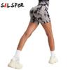 Summer Women Tie Dye High Waist Shorts Fitness Yoga Shorts Knitted Sports Gym Push Up Shorts