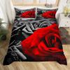 Rose Duvet Cover Set Red Rose Floral Bedding Sets Flower Butterfly Comforter Cover for Women Modern Fashion Marble Quilt Cover