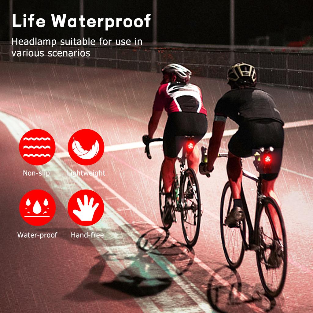 Светодиодный перезаряжаемый налобный фонарь 1 унция, легкий налобный фонарь с красным светом и 7 режимами, задний фонарь для велосипеда с кронштейном для велосипеда и 4 крючками, водонепроницаемый налобный фонарь