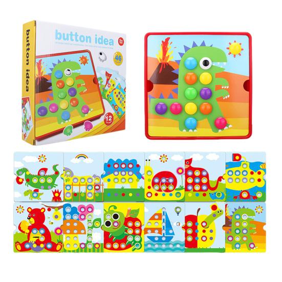 Color Matching Mosaic Pegboard Game Set Button Art Toys for Toddlers Sensory Early Learning Educational Puzzle Toy for Kids Ages 3+